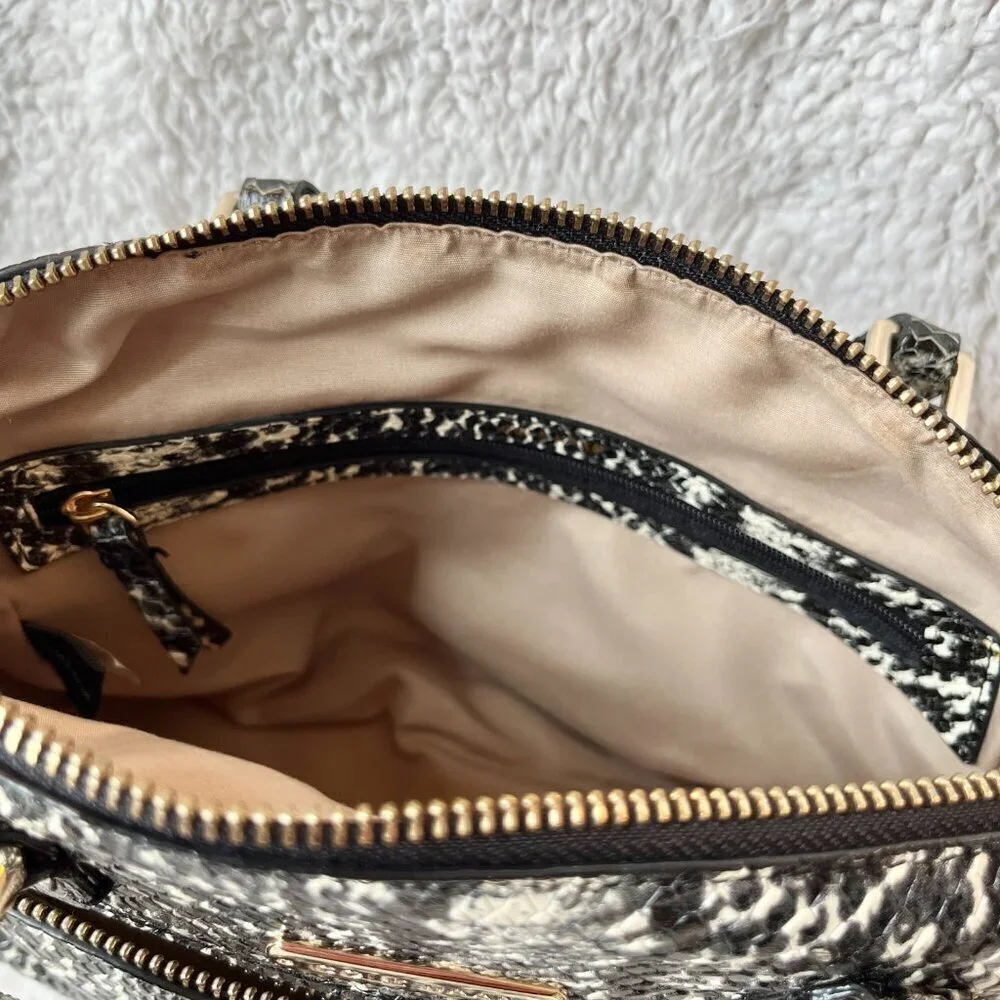 Cole Haan Leather bag Satchel or Crossbody Snake Embossed Cream & Black